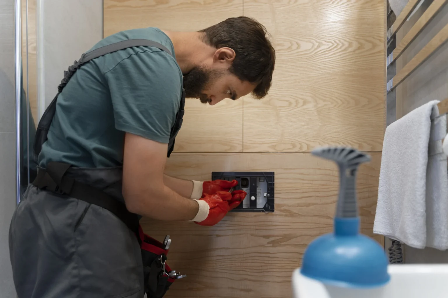 Plombier DEPANN'PLOMBERIE au travail lors d'une intervention